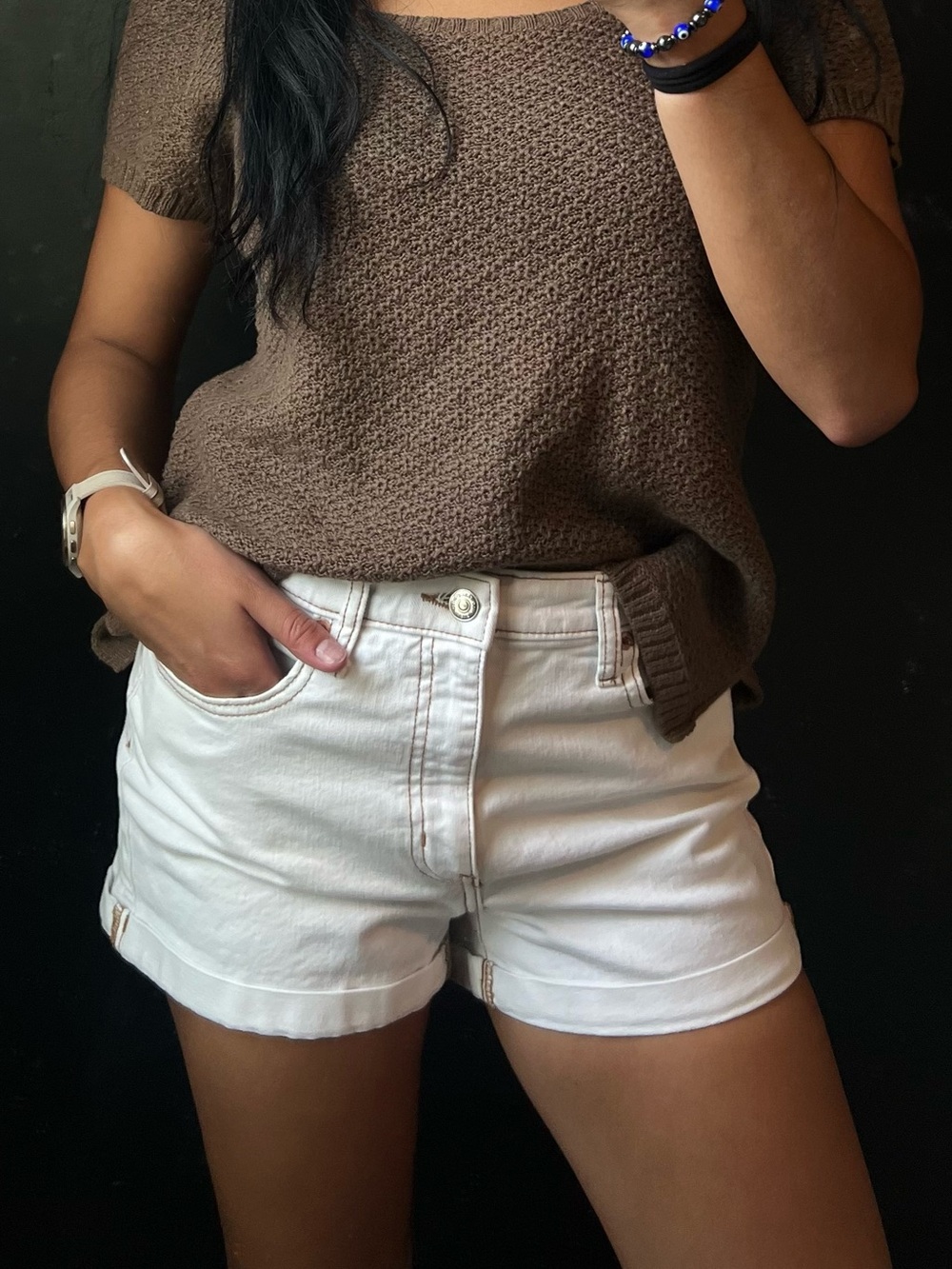 wild fable High Waist White Denim Shorts
